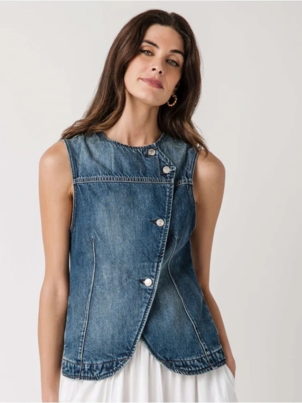 Free People • Maris Denim Top Vest Blue Small NWT